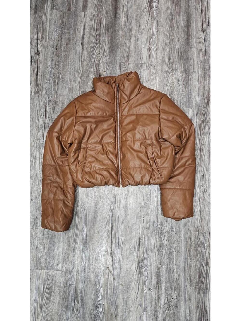 Ambiance Apparel Brown Cropped Puffer Jacket Women’s Size M